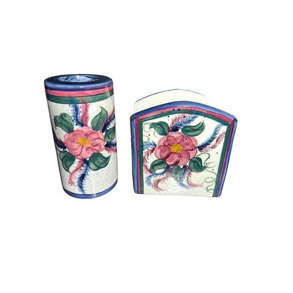 Fitzpatrick Signed  Vintage 1990s Pottery Set Napkin Holder Candle Holder And Se - Picture 8 of 8